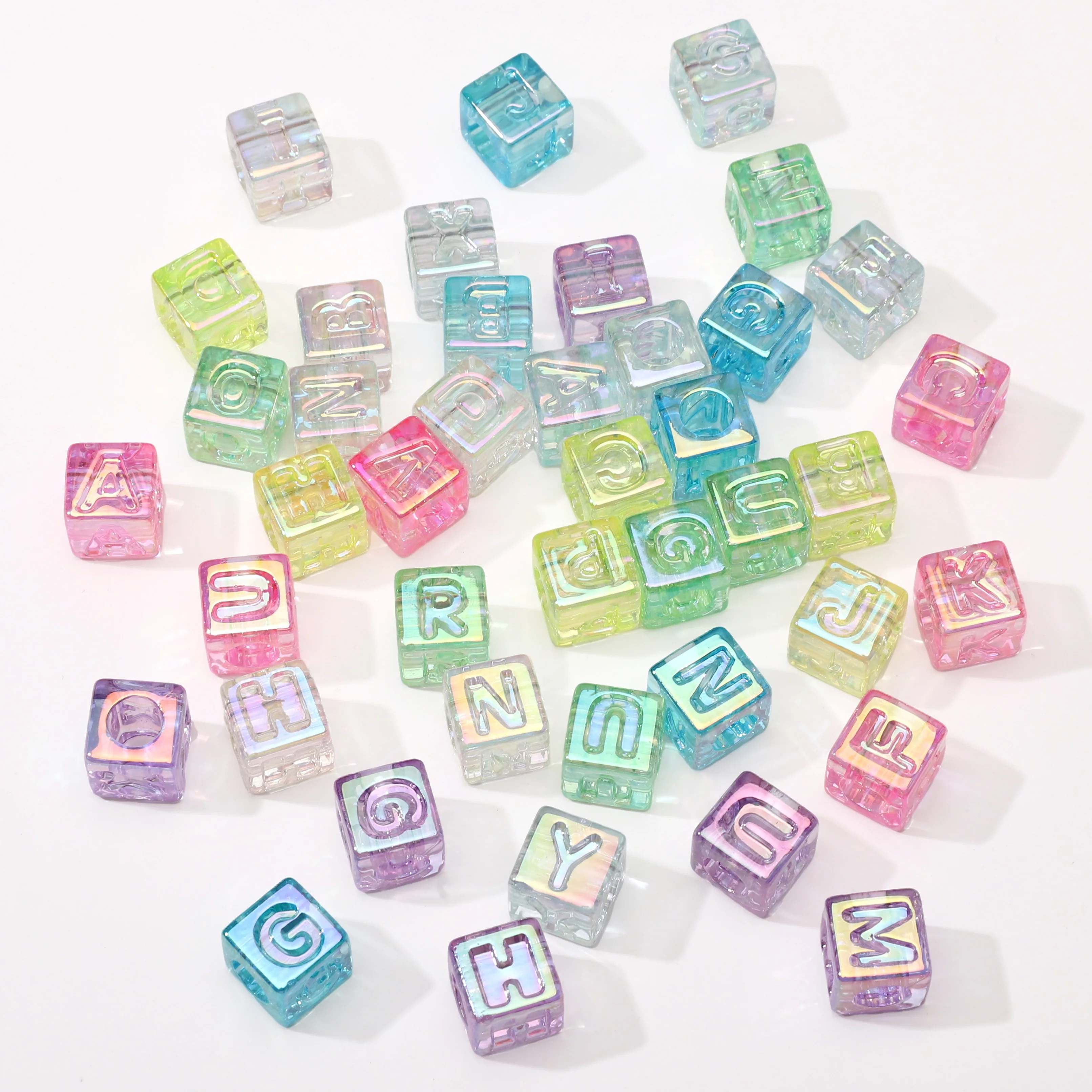 10Pcs beading Colorful Clear Letter Beads Acrylic UV Letter Beads Spacer Beads Girls Gifts Jewelry Making DIY Accessories view 5