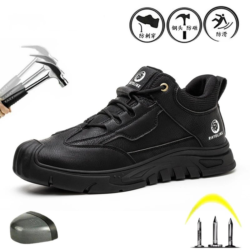 Grey Safety Shoes Male Indestructible Shoes Puncture-Proof work Boots Steel Toe Shoes Anti Scald Welding Boots Industrial Shoes