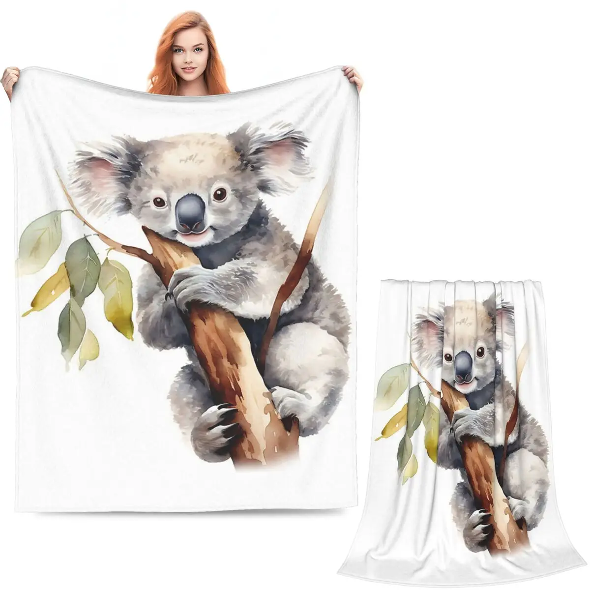Baby Koala Bear Hug A Branch Blanket Soft Warm Flannel Throw Blanket Bedding for Bed Living room Picnic Travel Home Couch