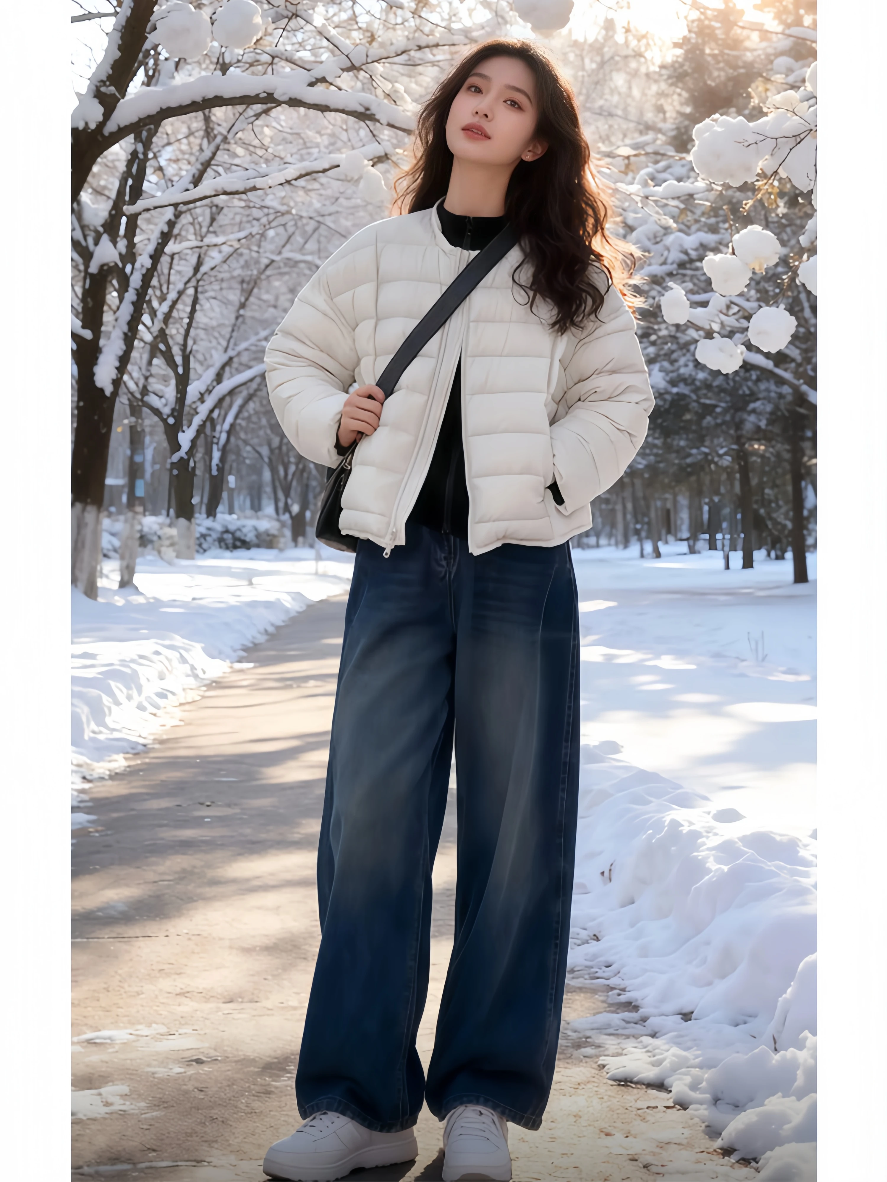 Minimalist High-End down Cotton Jacket Women's Short round Neck Warm Outerwear Korean Style Winter New Arrival Fashionable