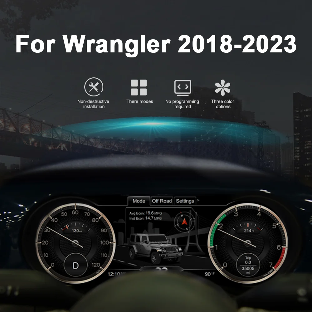

12.3" Car Digital Cluster For Jeep Wrangler 2018-2023 Autometer LCD Dashboard Speedometer Virtual Cockpit Monitor New Upgrade