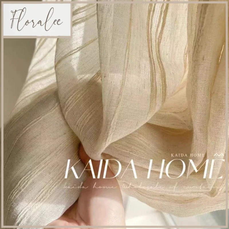 

Cream Linen Japanese Tulle Vertical Cotton Linen Sheer Curtains For Living Room Bedroom Dining Blackout Custom Size Decor Window