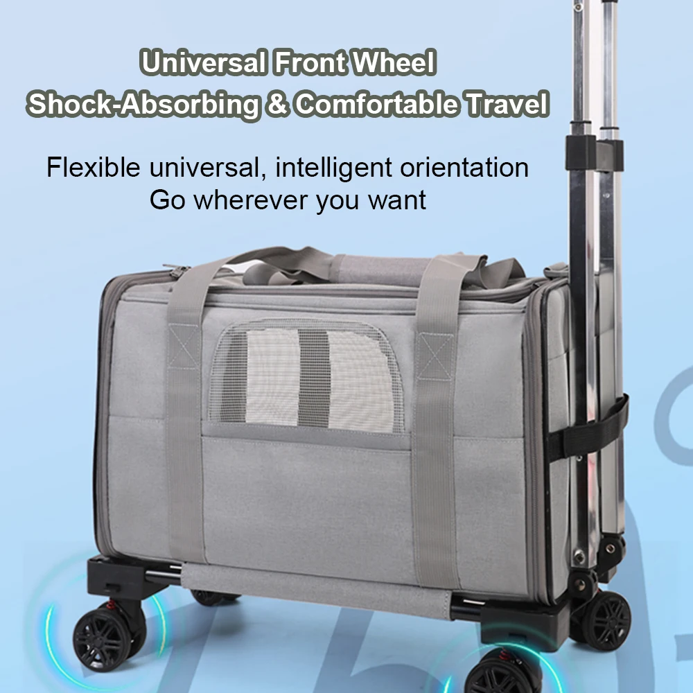 Pet Trolley Bag Foldable Pet Carriers Multi Functional Cat Rolling Carrier Portable Pet Travel Carrier Cat Supplies