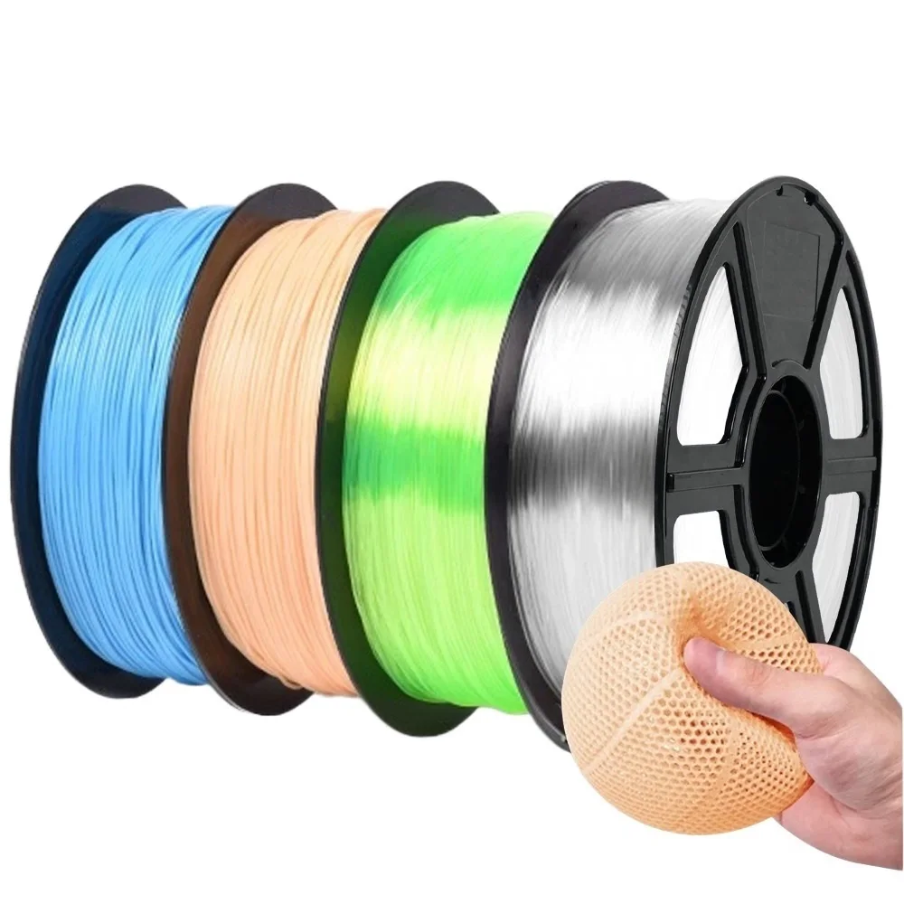 Flexible Filament Transparent TPU 1.75mm 1kg 500g 250g For FDM 3D Printer Material 95A Soft TPU Filament Clear Blue Green Red