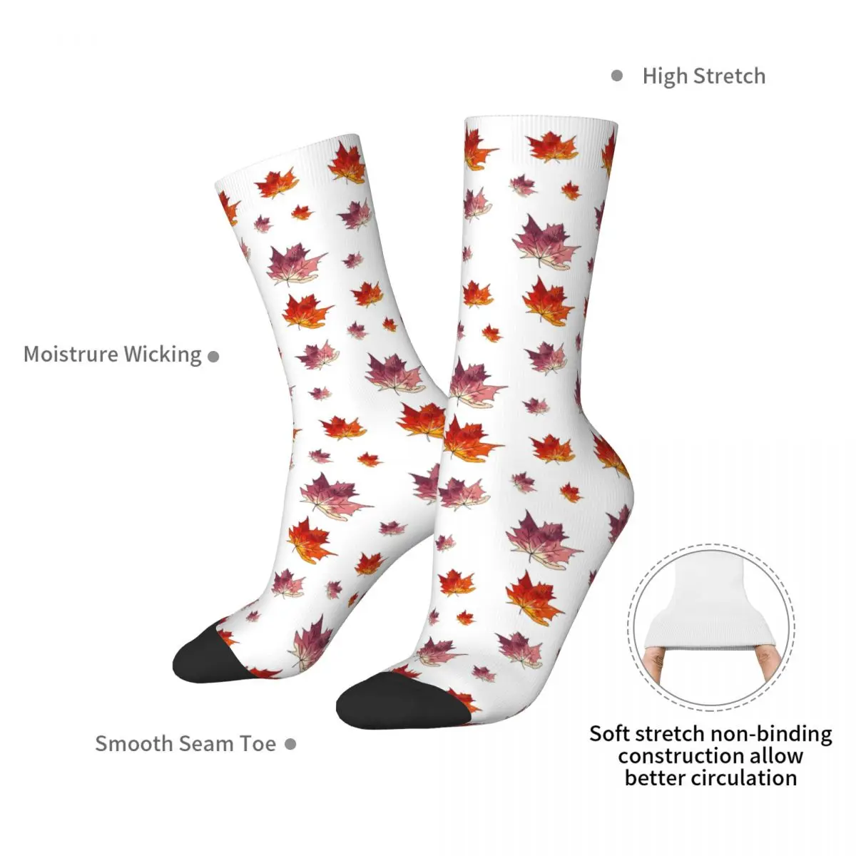 Maple Leaf Autumn Collection Pack Socks Harajuku Soft Stockings All Season Long Socks Accessories for Man Woman's Christmas Gift