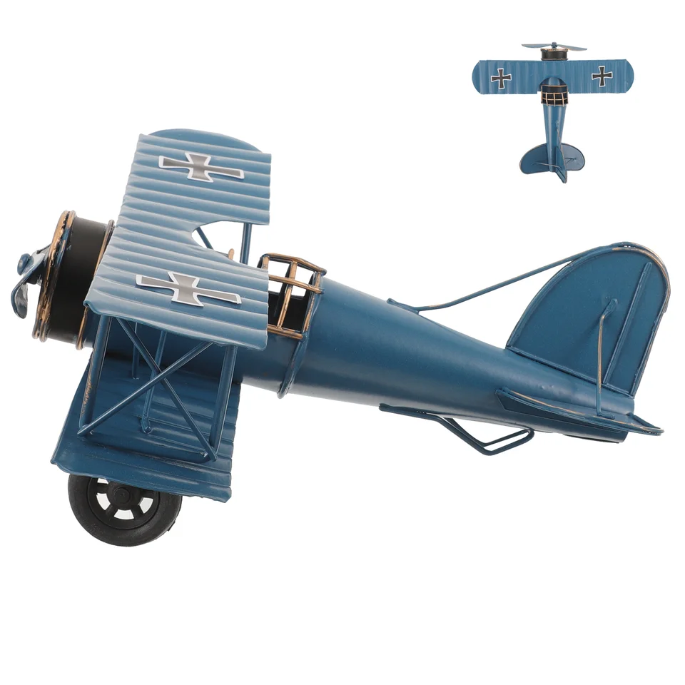Modèle D'avion Vintage Avion Miniature En Fer – Décor De Bureau Vintage – Modèle Métallique Argenté