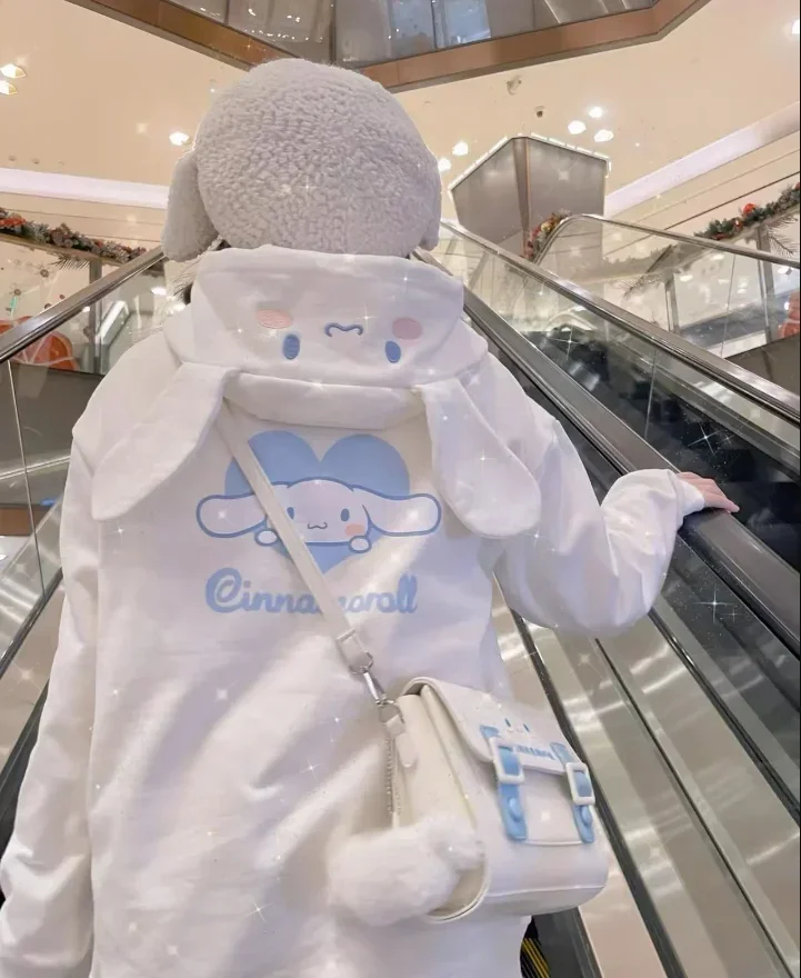 

Sanrio Kuromi Cinnamoroll My Melody Sweater Pompom Purin Lolita Coat Girl Women Hooded Spring Autumn Thin Style Warm Cosplay