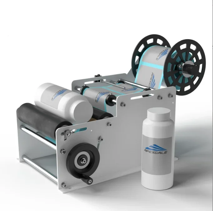 Plastic Glass Bottle Beverage Manual Round Labeling Small Desktop Self-adhesive Hand Crank Semi-automatic Labeling Machine