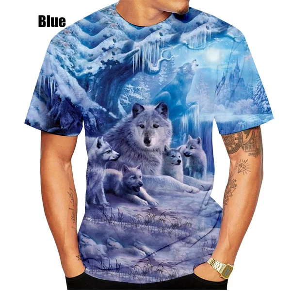 

New Arrive Fashion Womens/Mens Wolf Family Funny 3D Print Causal T- Shirt