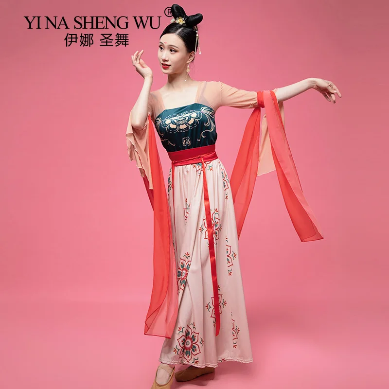 

Classical Dance Costume Stage Set Performance Skirt Gauze Chinese Style Performance Costume Hanfu Long Dress Practice Clothes