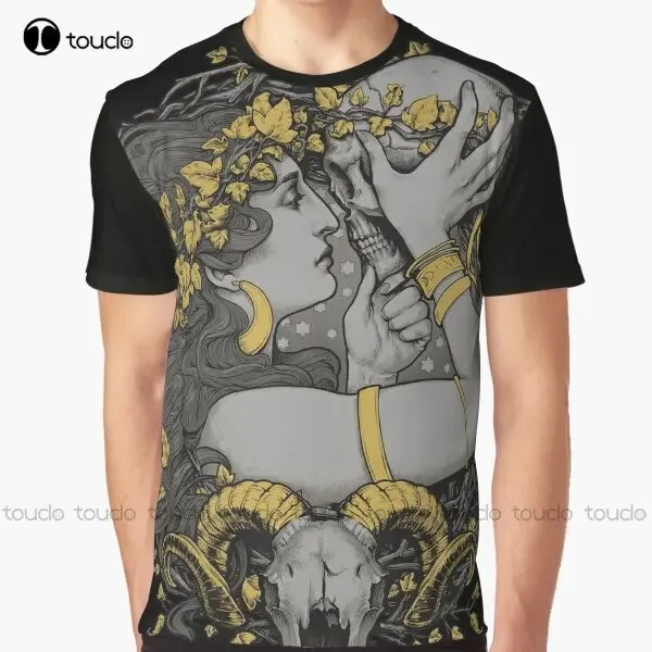 The Witch Graphic Human person Skull Skeleton Gothic T-Shirt Custom Aldult Teen Unisex Digital Printing Tee Shirts Custom Gift