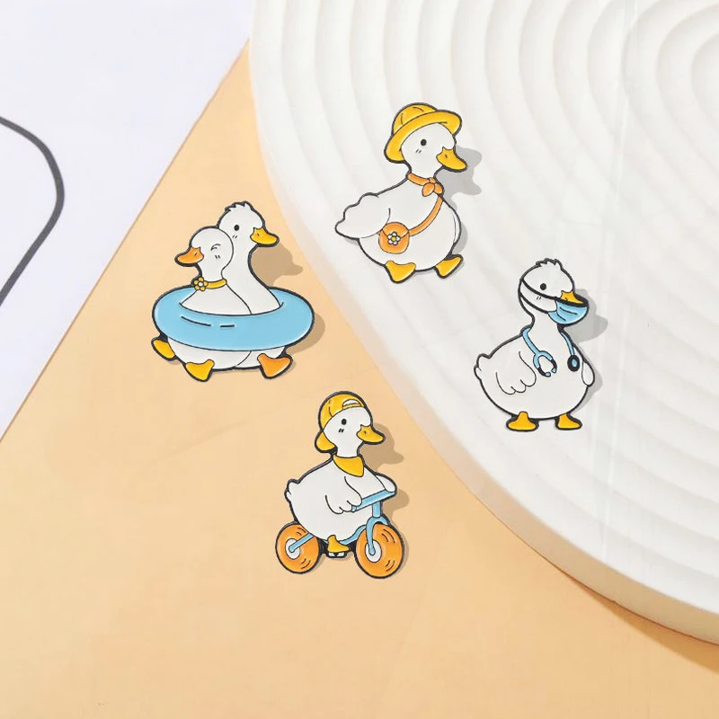 Swim Cycling Pin Bag Lapel Pins Cartoon Funny Badge Jewelry Gift for Kid Lovely Animal Enamel Pins Custom Goose Duck Shop Pinsg