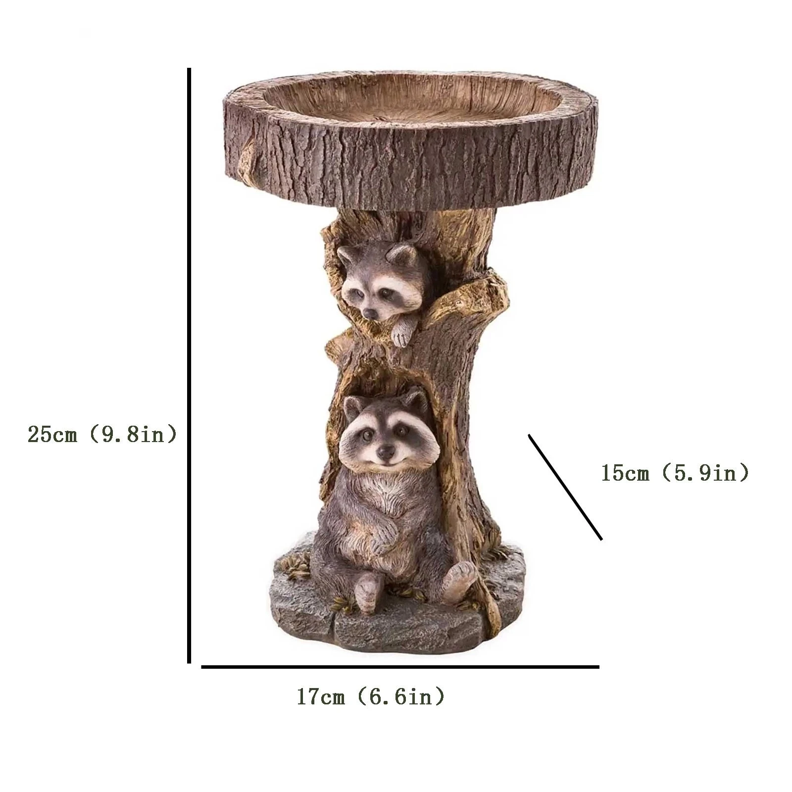 Hot Sale Free Shiping Resin Raccoon Birdbath Polyresin Antique Garden Bird Bath For Home Garden Yard Garden Outdoor Decoration