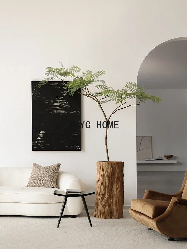 

Green plant landing solid wood retro vase decorative ornaments