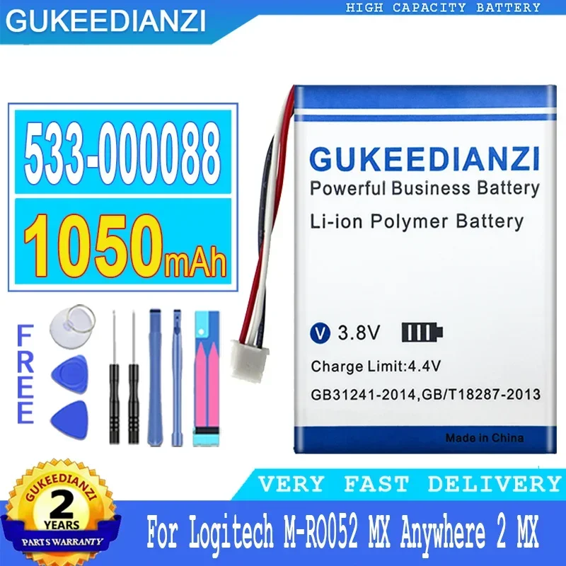 

Аккумулятор GUKEEDIANZI 533-000088 для Logitech, M-RO052, Anywhere 2, Anywhere 2, MX Master Mouse Touchpad T650, большая мощность, 1050 мАч