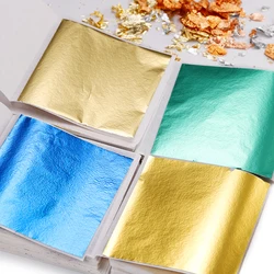 100pcs 8x8cm Imitation Gold Silver Foil Glitters Paper Leaf Sheets DIY Resin Filler Jewelry Making Art Crafts Decor Design Paper