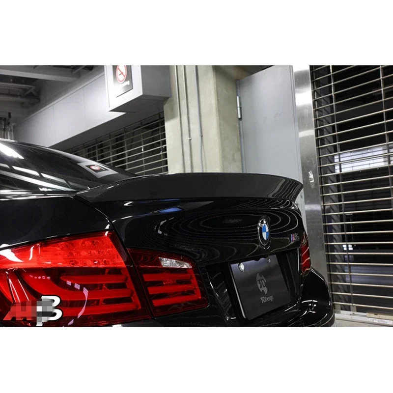 For BMW 5 Series F10 F18/F10 M5 Sedan 3D Style Carbon Fiber Rear Spoiler Trunk Wing 2009-2017 FRP Glossy Black Forged Carbon