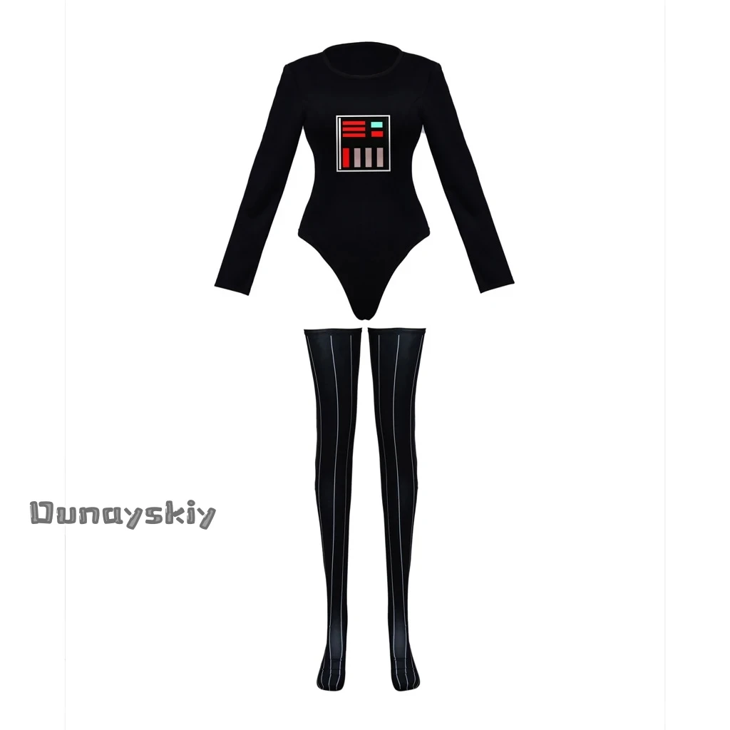 Darth Vader Cosplay Costume Sexy Women Jumpsuit  with Shawl Movie Anime Role-playing Zentai Suit Party Masquerade Tights s-3xl