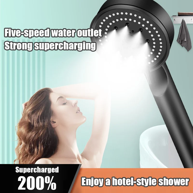 5 Mode High Pressure Shower Head Adjustable Shower Multifunction Large Water Spray Nozzle Massage Shower Bathroom Accessories