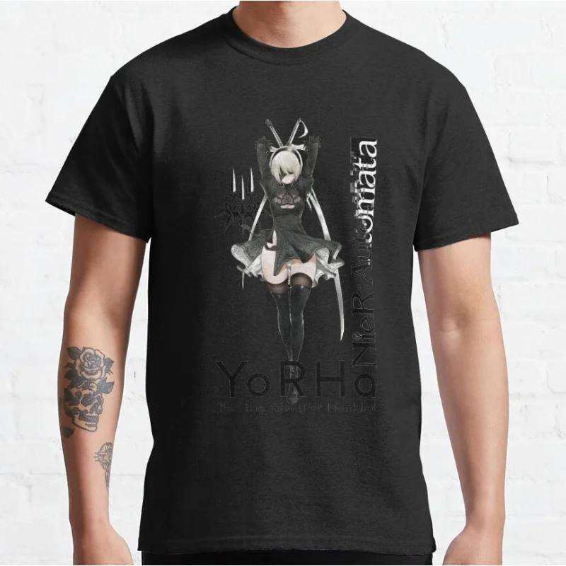 

1205 Nier Automata 2B YoRHa Anime Gift t shirt Kawaii Waifu graphic tee Cyber Punk Y2K Clothes 100% cotton Large size Tops S-6XL