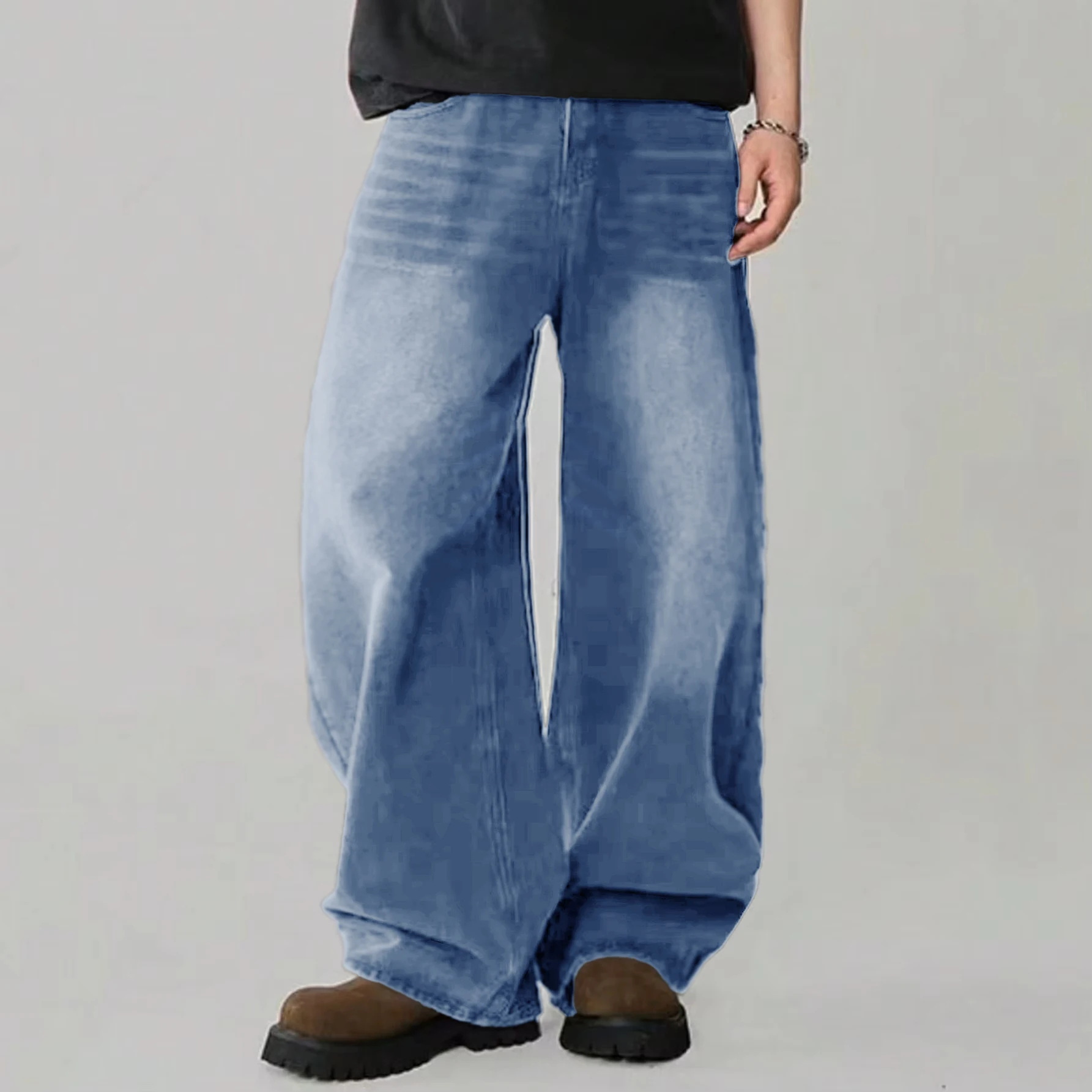 Vier seizoenen herenjeans Koreaanse versie Student Casual broek High Street Straight Losse jeans met wijde pijpen Zwart Grijs Blauw Baggy Jean