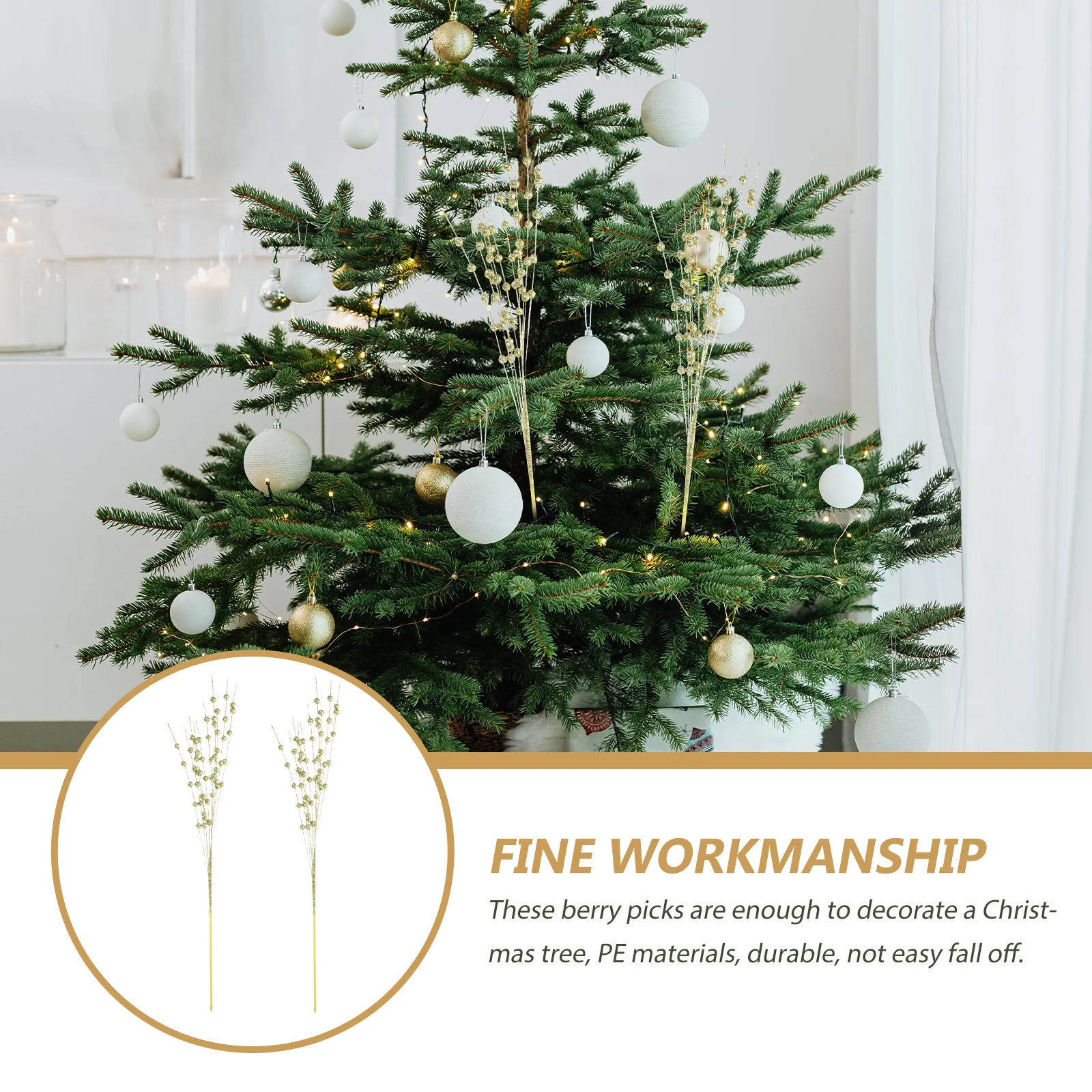 

5Pcs Christmas Berry Picks Shining Artificial Berry Stems for Xmas Tree Decoration Party Supplies Photo Props Winter Home Decor