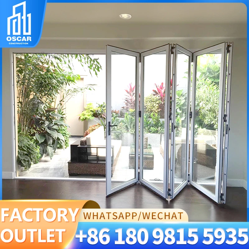 Australian standard Aluminium Sliding folding Door / Aluminium double glazed sliding folding windows and doors