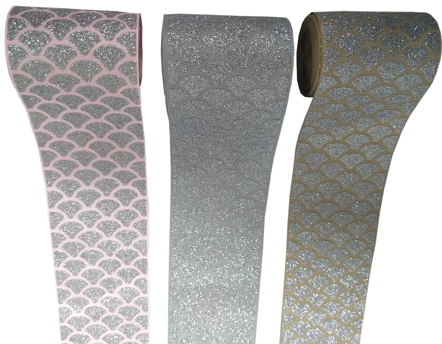 

Mermaid Printed Laser Ribbon Sequins Ribbon Fish Scales Grosgrain Ribbon 3'' Glitter Trim for Decoration DIY Handmade Accessory