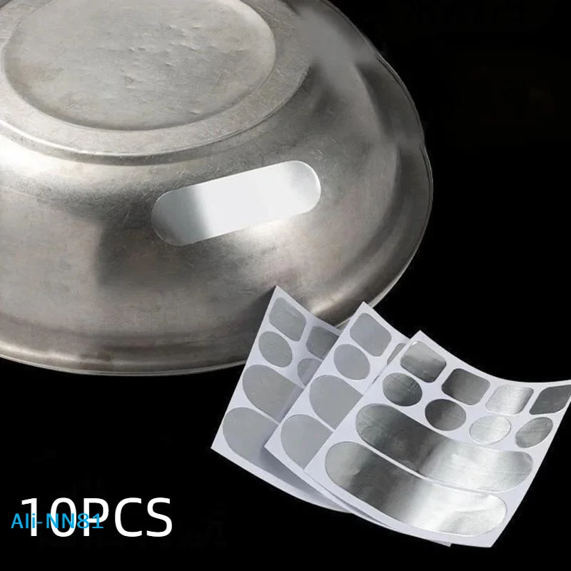 【N】10Pcs Aluminum Pot Repair Patch High Temperature Resistant Cookware Pan Leak Repair Tape Kitchen Tool Cookware Patch Tape