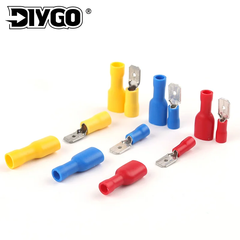 

PVC Quick Butt Splice Terminals FDD/MDD 6.3mm Insulated Male Female Spade Crimp Terminal Connectors Red Blue Yellow Cable Plug