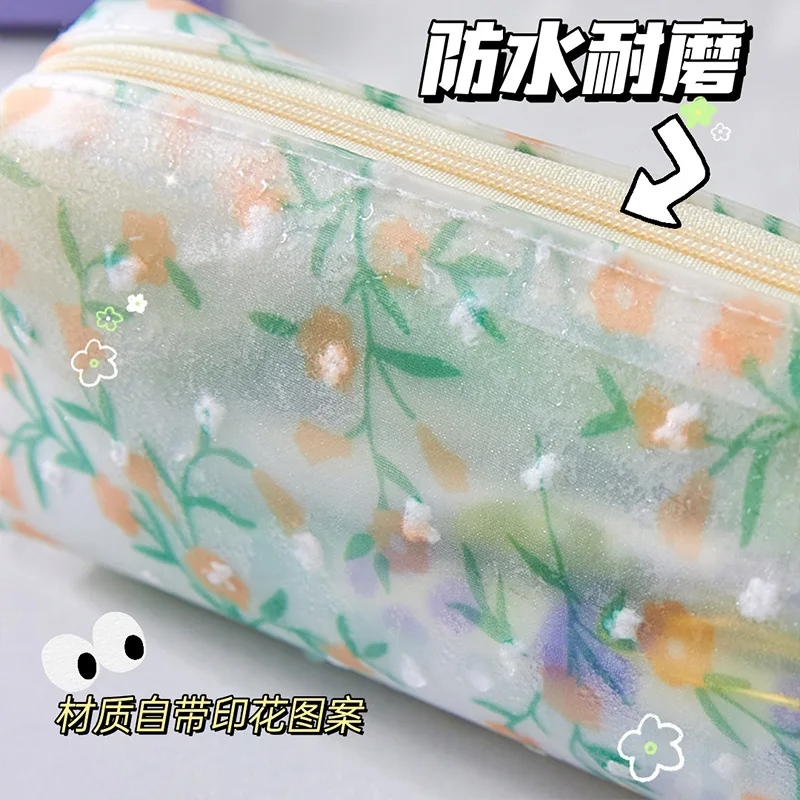 1 قطعة التطريز قلم رصاص الحقيبة البساطة لطيف الأزهار مقلمة مقاوم للماء شفافة القرطاسية تخزين حقيبة اللوازم المدرسية