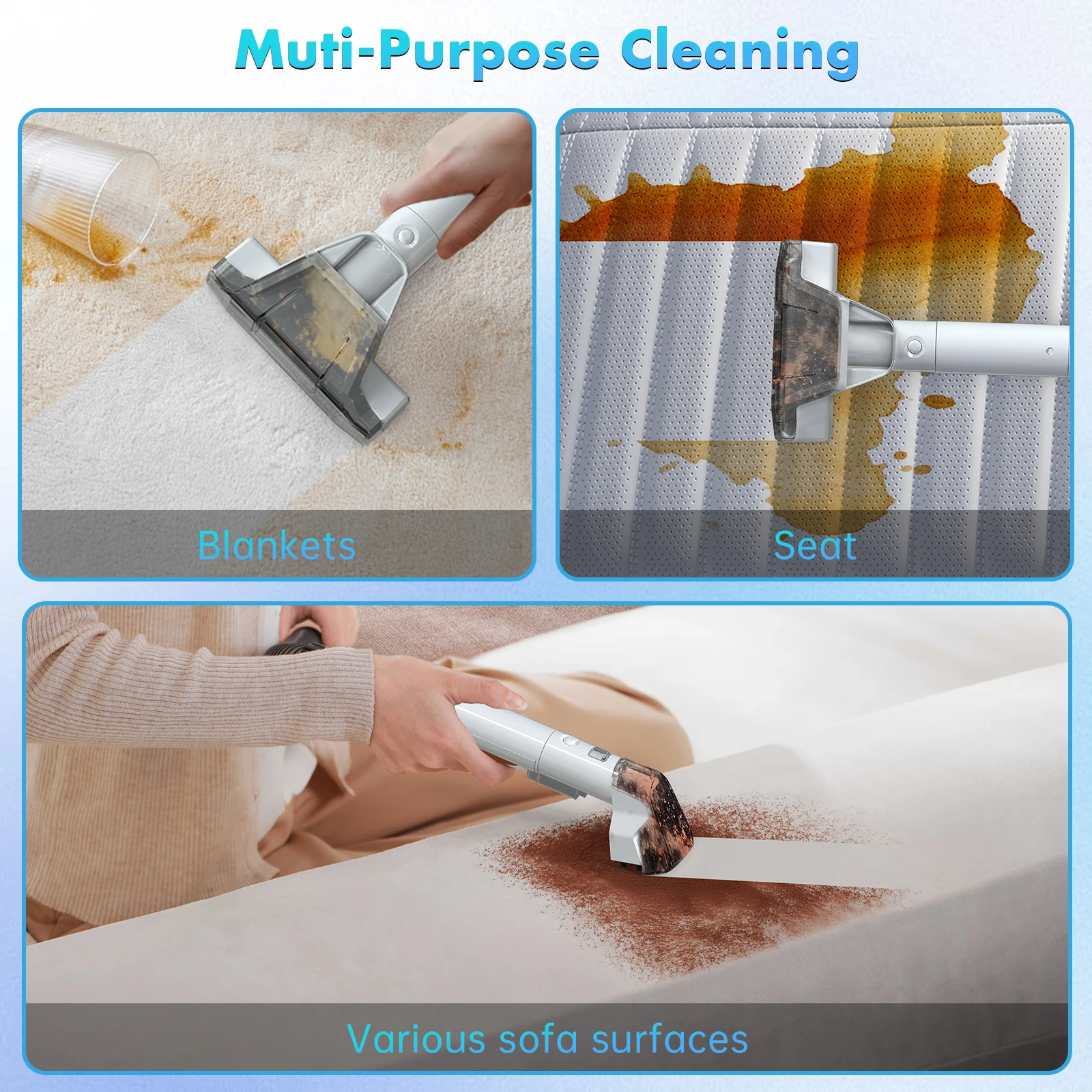 Mamnv Spot Cleaner 600/450W 15/11KPa Handheld Carpet Cleaner for Sofa Curtain Spray Suction Integrated Machine Clean Machine