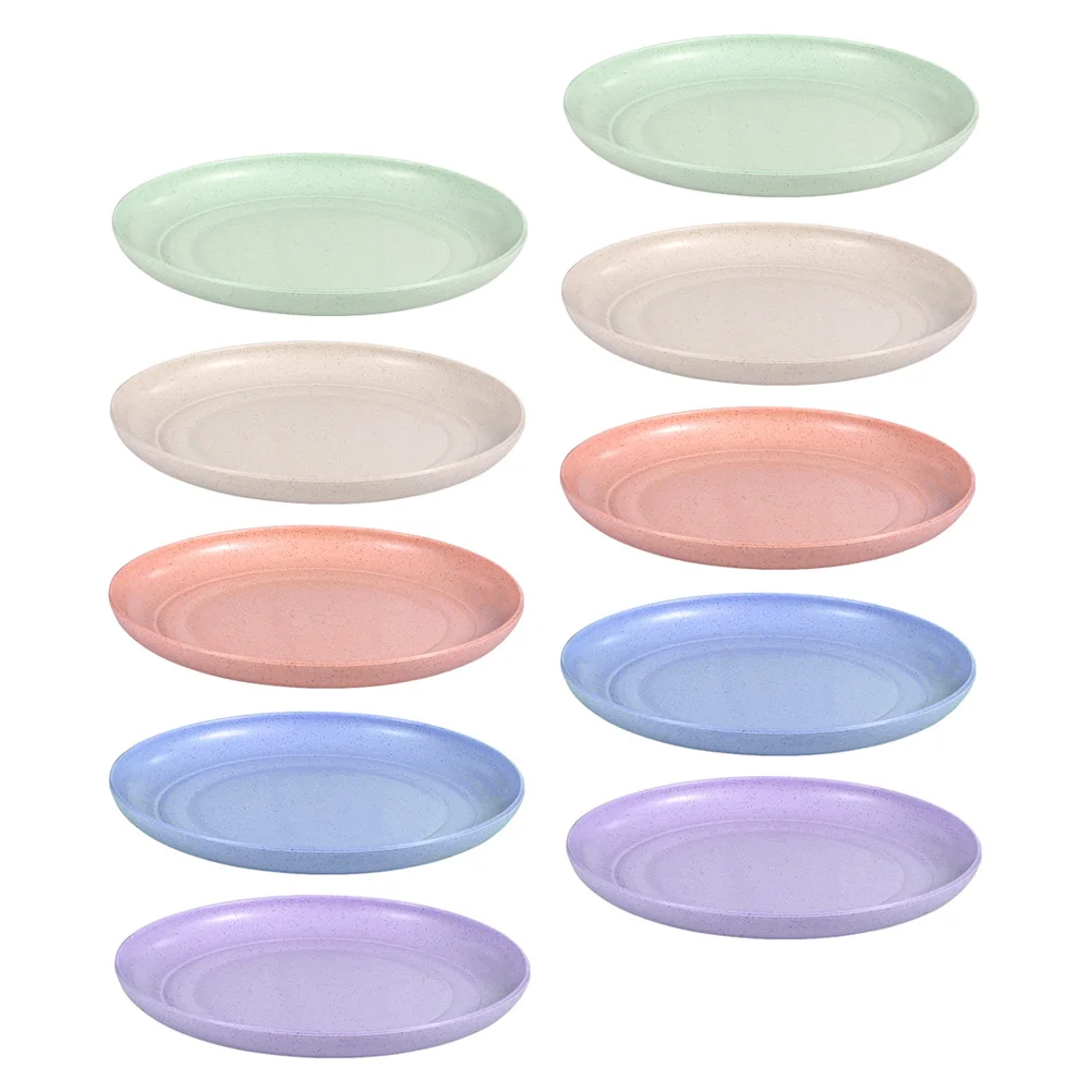

10 Pcs Straw Bone Plates Reusable Safe Dinner Degradable Rim Non Oil Stick Clean New Dishwasher Food Fruit