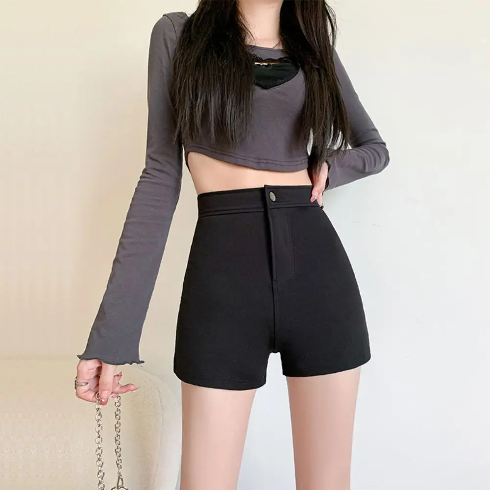 

Модные широкие шорты с высокой талией, универсальная женская одежда, популярные женские короткие брюки, облегающие брюки, летние шорты женские