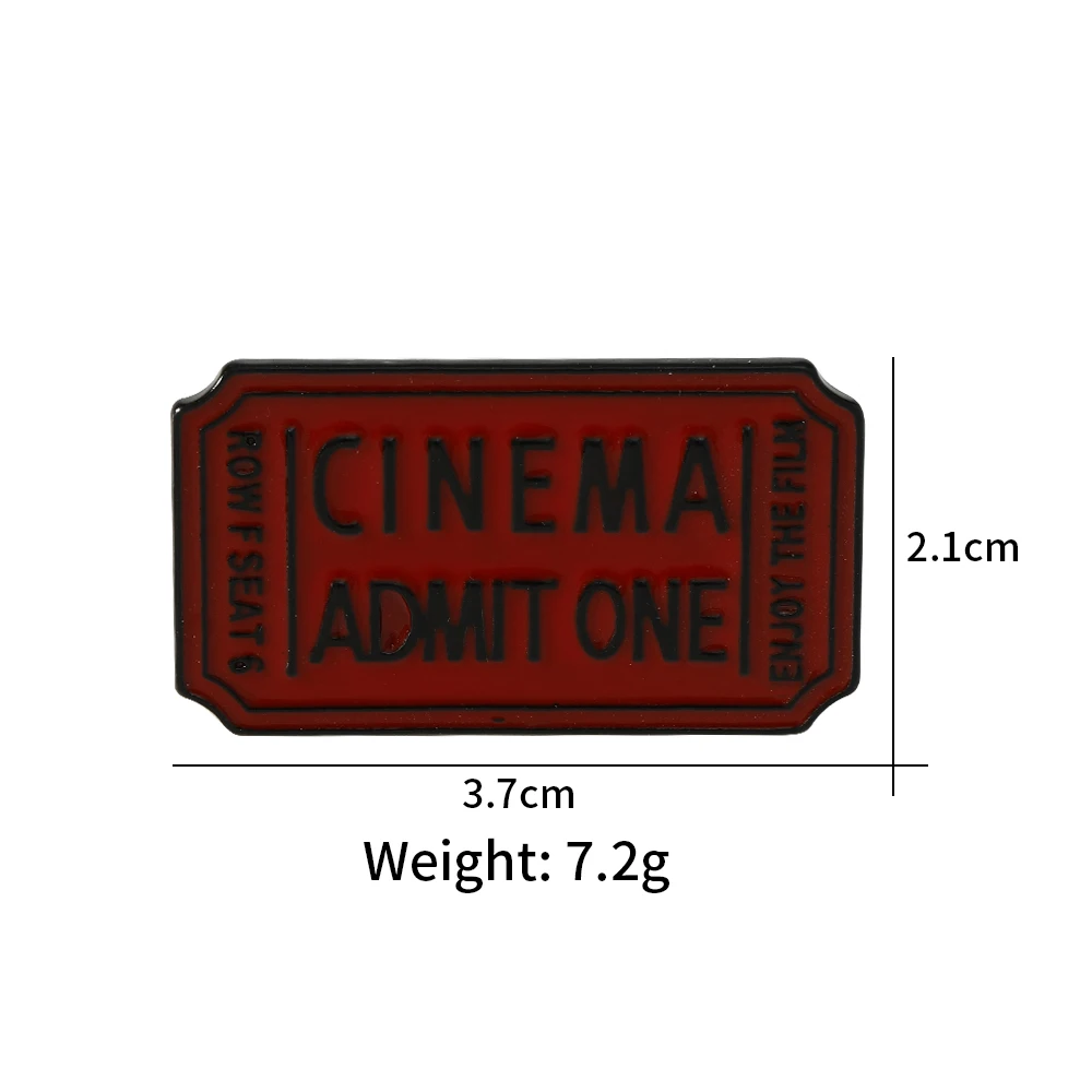 New Cinema Admit One Ticket Brooches Enjoy The Film Metal Lapel Pins For Women Fans Men Coat Blouse Bag Badge Anniversary Gift