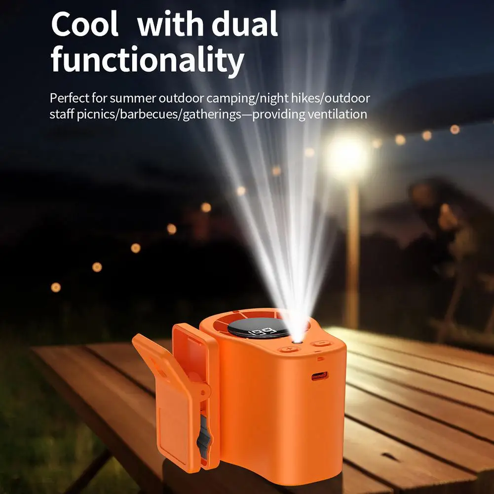 Portable USB Rechargeable Fan with LED Display 360° Rotation Quiet Powerful Airflow Clip-on Desk Fan for Camping Office Travel