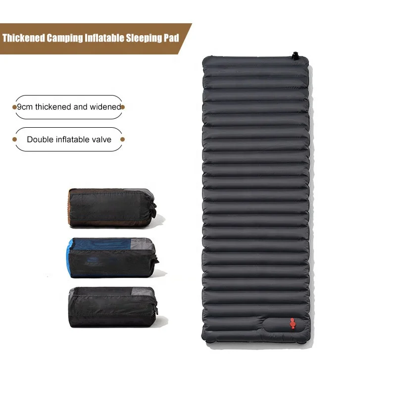 Colchão inflável com bomba para pés, tapete de ar para acampamento, viagem, ultraleve, compacto, dobrável, almofada de dormir para mochila, caminhadas