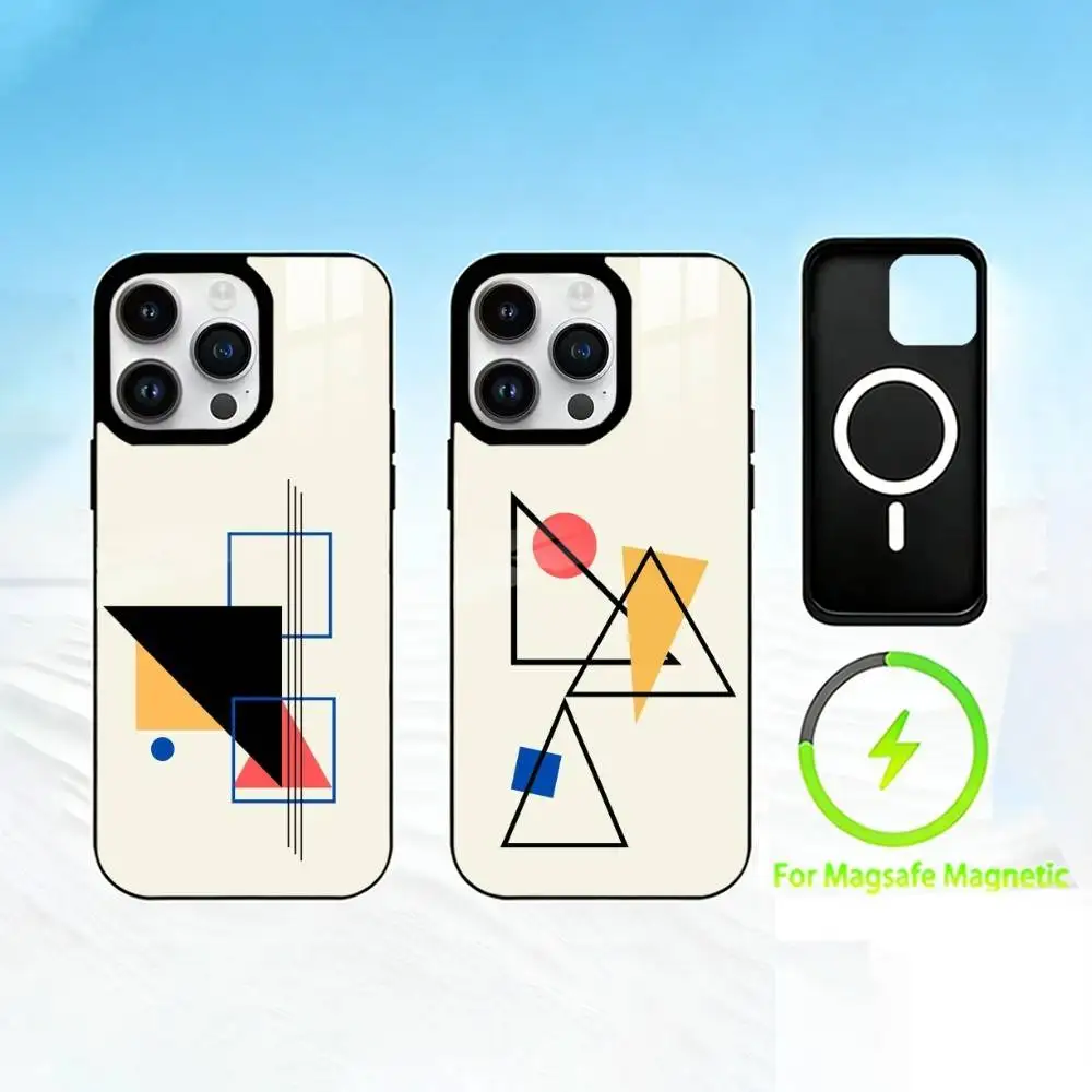 

G-Geometric art painting Phone Case For iPhone 17 16 15 14 13 12 Pro Max Plus for Mirror Wireless Magnetic Cover