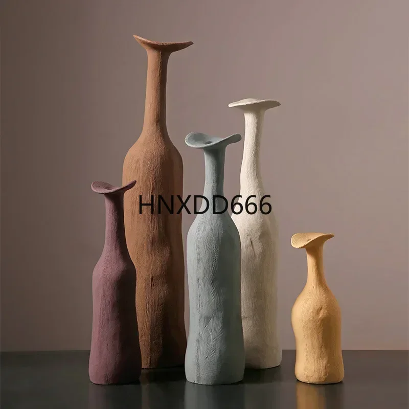 1pc Nordic Style Ceramic Vase Modern Home Decoration Morandi Color Simple Art Primitive Living Room Decor Flower Arrangement