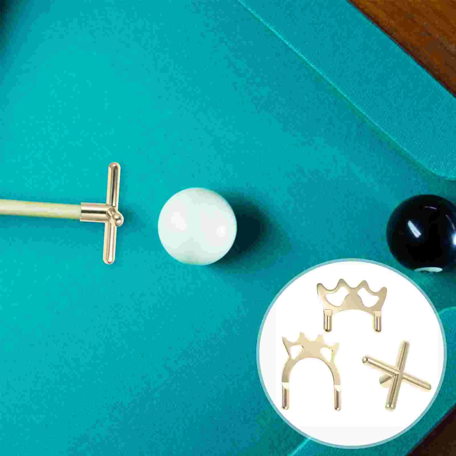 3 Pcs Billiard Balls Rack Portable Snooker Bridge Cue Rust-proof Golden Delicate