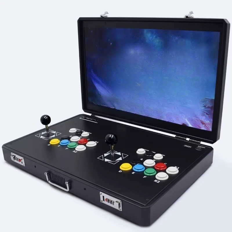 24-Inch Portable Arcade Fighting Game Machine 2-Player Joystick Console Foldable  for Home or Business Use