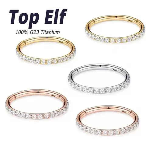 Vendita calda 6-12MM G23 Titanio Anello al naso CZ 16G 18G Incernierato Setto Clicker Orecchio Trago Cartilagine Elica Daith Naso Gioielli per il corpo