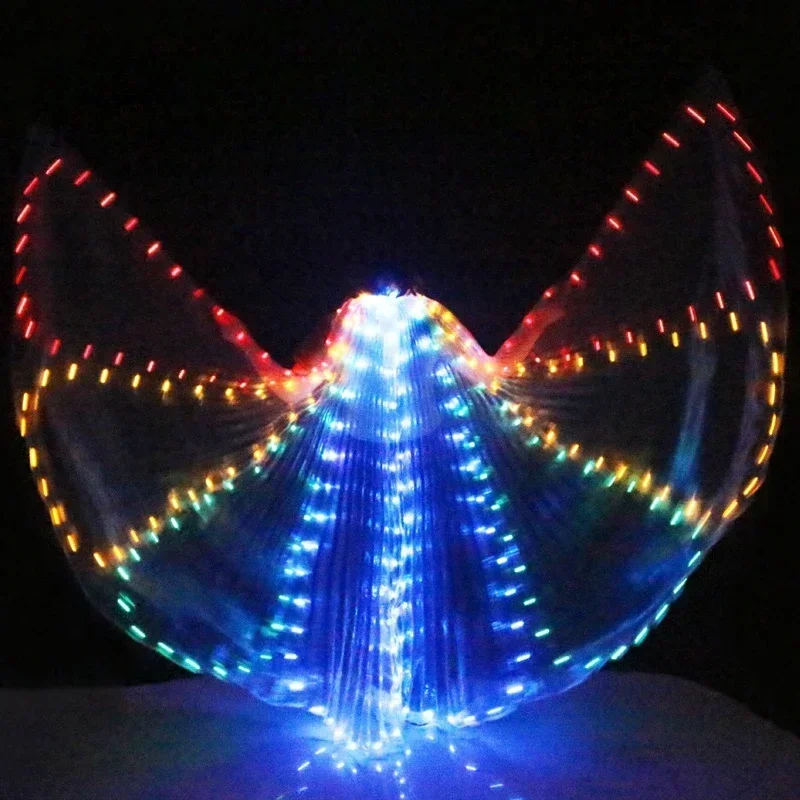 الملونة أداء الرقص الشرقي زي LED أجنحة الرقص اكسسوارات الفتيات أجنحة LED زي LED أجنحة الفراشة لا عصا