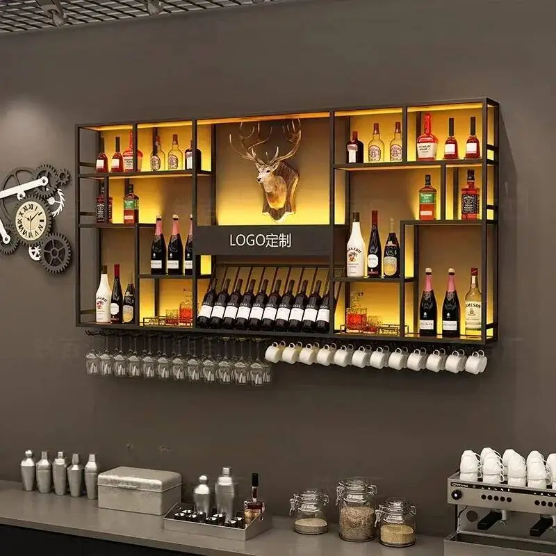 

Барный шкаф, винный холодильник, витрина для виски, скандинавская подвесная настенная полка для напитков, металлические полки для хранения витрины, барная мебель