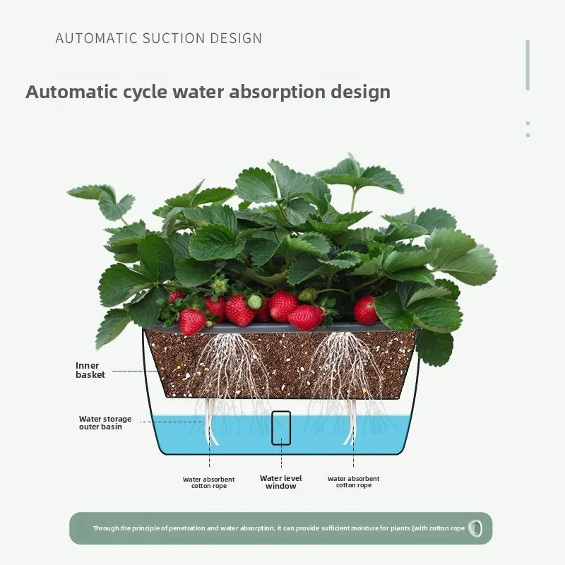 Balcony Vegetable Planting Pot Family Vegetable Planting Pot Special Box Self-priming Indoor Strawberry Potted Plant Lazy