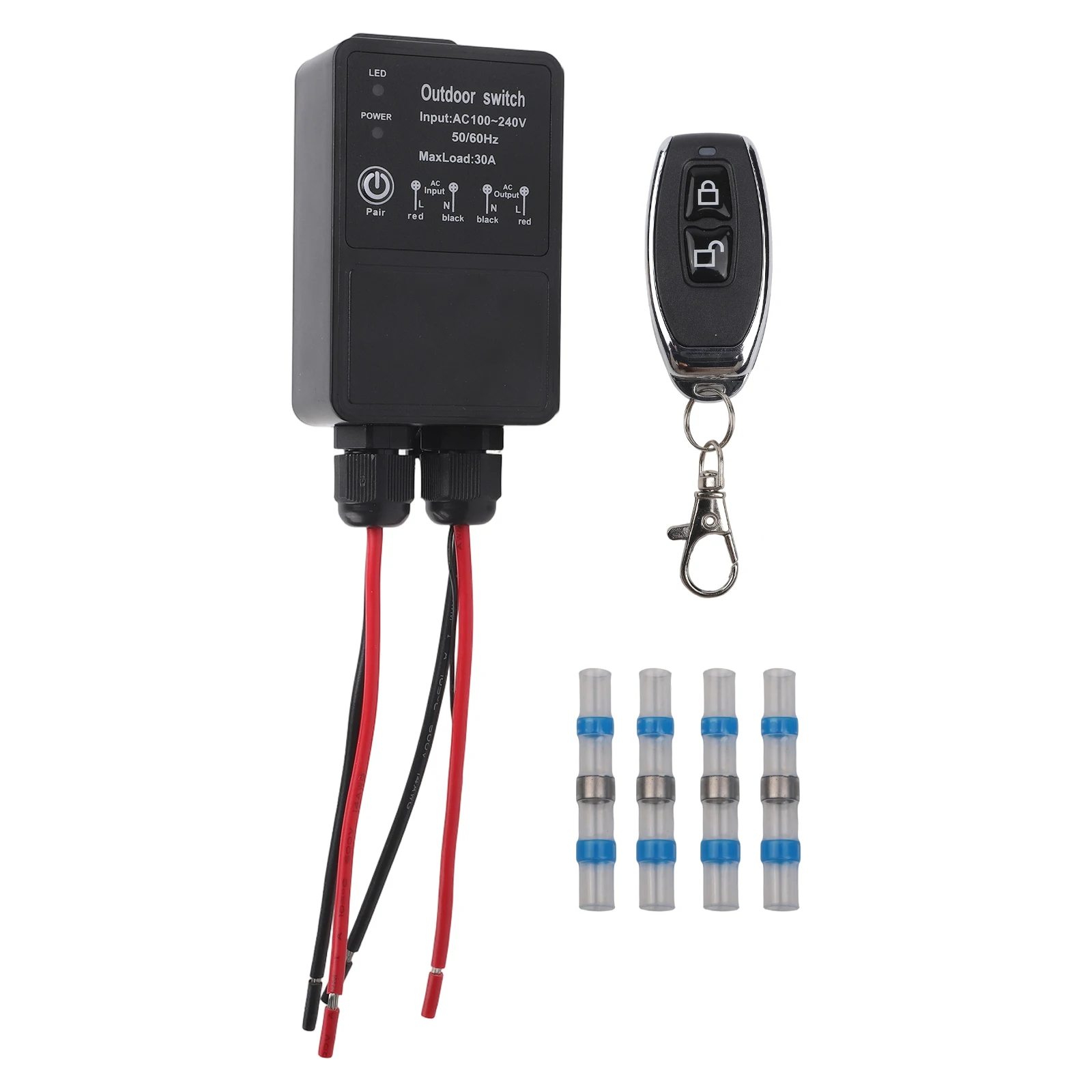 Waterproof Radio Remote Control Switch AC110-240V 30A for Use in Wet Environments with Protection Against Rain Sand and Dust