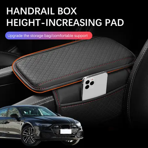 Audi A7 C7 C8 2012-2024 용 측면 보관 가방이있는 자동차 팔걸이 박스 패드 센터 팔걸이 보호 쿠션 지원