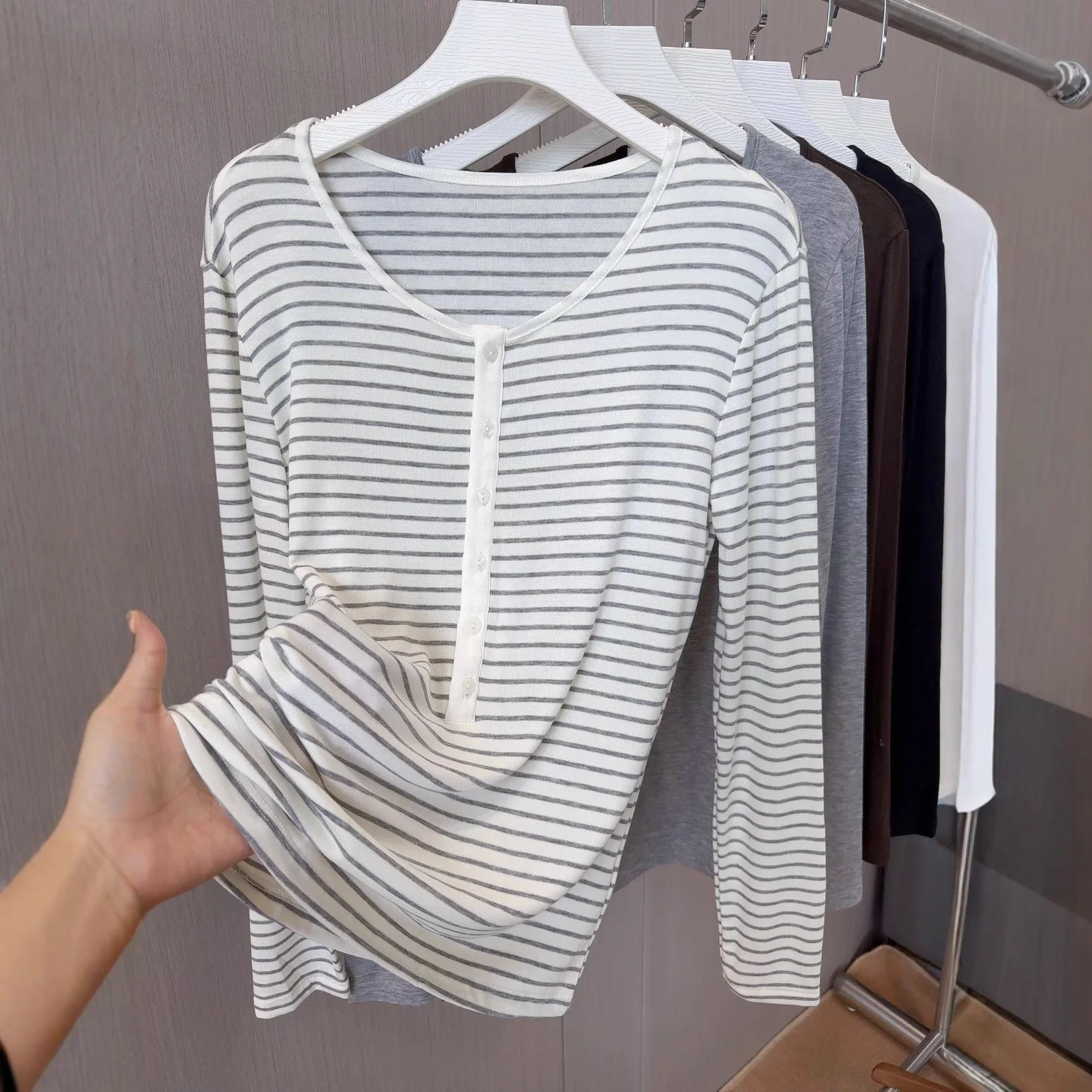 

Tencel, нижняя рубашка из ацетатной шерсти, женская осень-зима 2025, новый облегающий вязаный свитер с круглым вырезом, футболка с длинными рукавами