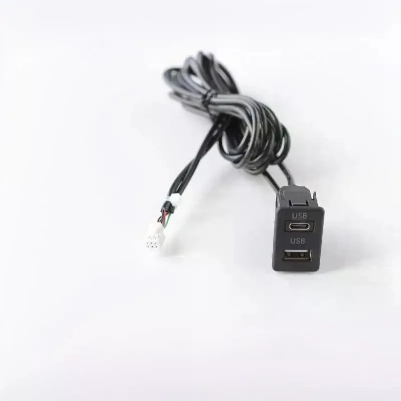 Car Flush Mount USB Type C Dual Port Charging Socket With 6Pin Cable For Car Modification Fast Charging