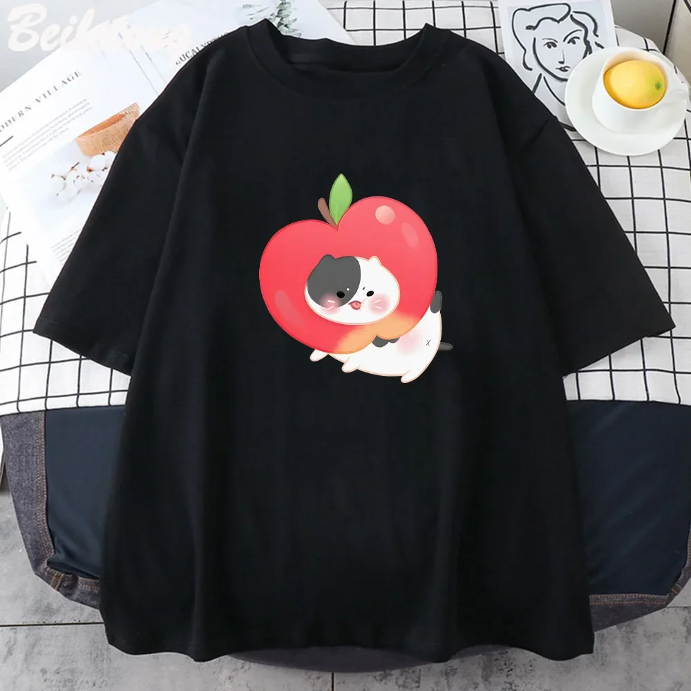 Angy Apple Kawaii T-Shirt Streetwear Harajuku Shirt Frau rosa niedlichen Cartoon koreanischen Druck T-Shirt Harajuku Baumwolle lässig Sommer T-Shirt